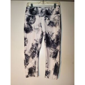 MPG Gray And White Floral Athletic Leggings Size S